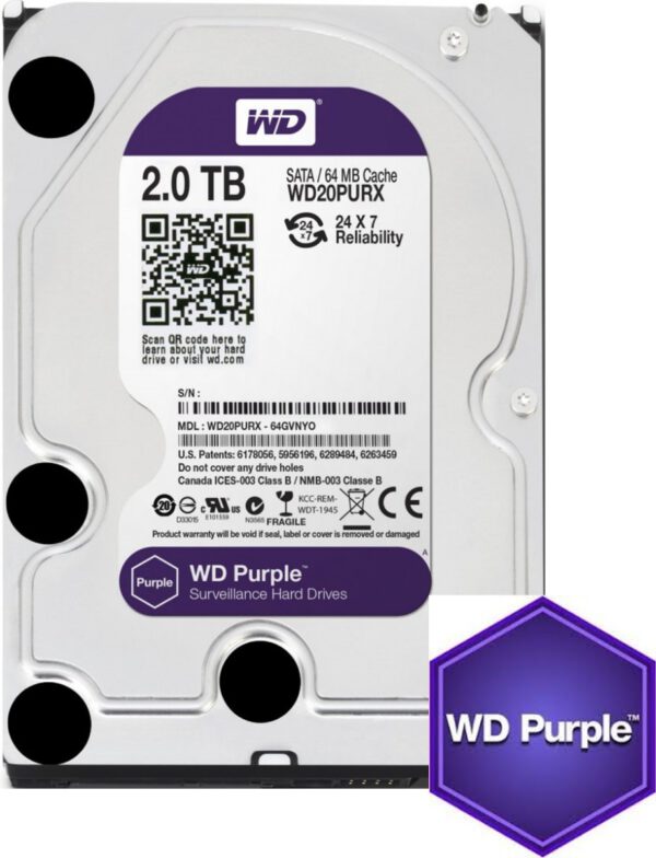 Disco rígido interno Western Digital WD Purple WD20PURZ 2TB roxo
