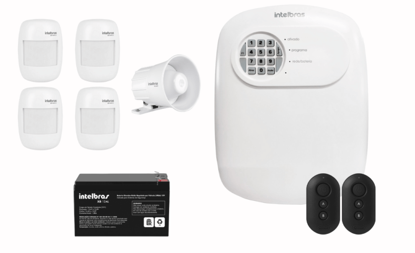 Kit Central de Alarme ANM 24 net completo + 4 Sensores de movimento + 1 Sirene