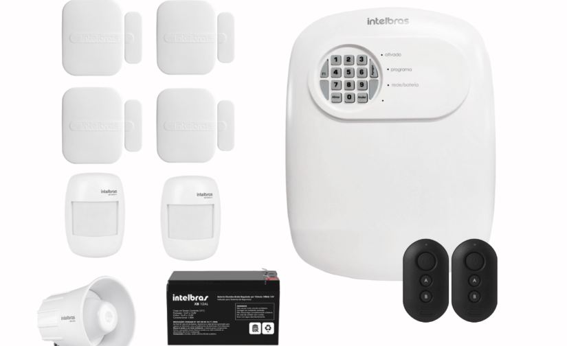 Kit Central de Alarme ANM 24 net completo +2 Sensores de movimento + 4 Sensores de abertura + 1 Sirene