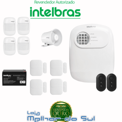 Kit Central de Alarme ANM 24 net completo + 4 Sensores movimento + 4 Sensores D/ abertura + 1 Sirene