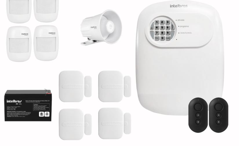 Kit Central de Alarme ANM 24 net completo + 4 Sensores de movimento + 4 Sensores de abertura + 1 Sirene
