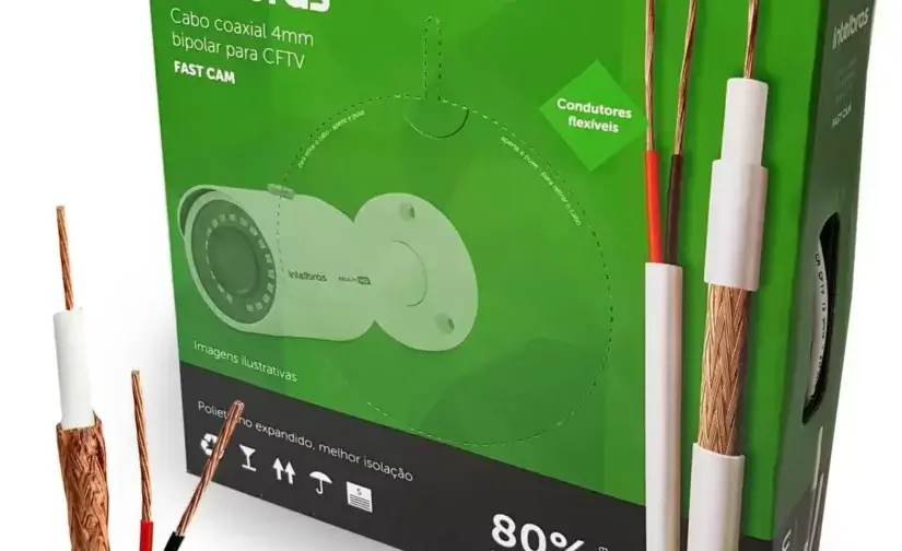 Cabo coaxial 80% de cobre bipolar para CFTV  Intelbras