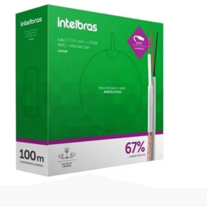 Cabo coaxial 67% de cobre bipolar para CFTV analógico Intelbras