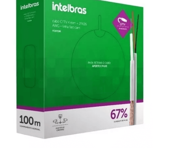 Cabo coaxial 67% de cobre bipolar para CFTV analógico Intelbras