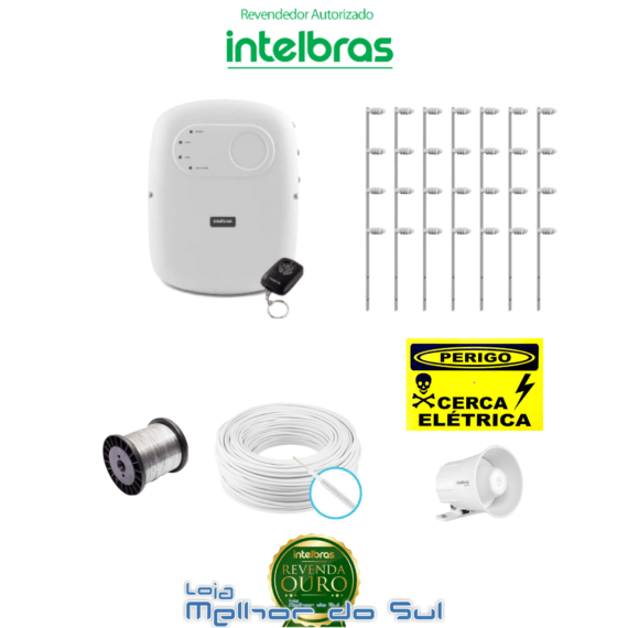 Kit Cerca Elétrica para 50 metros Central ELC 5002 Intelbras com Haste chata + Acessórios