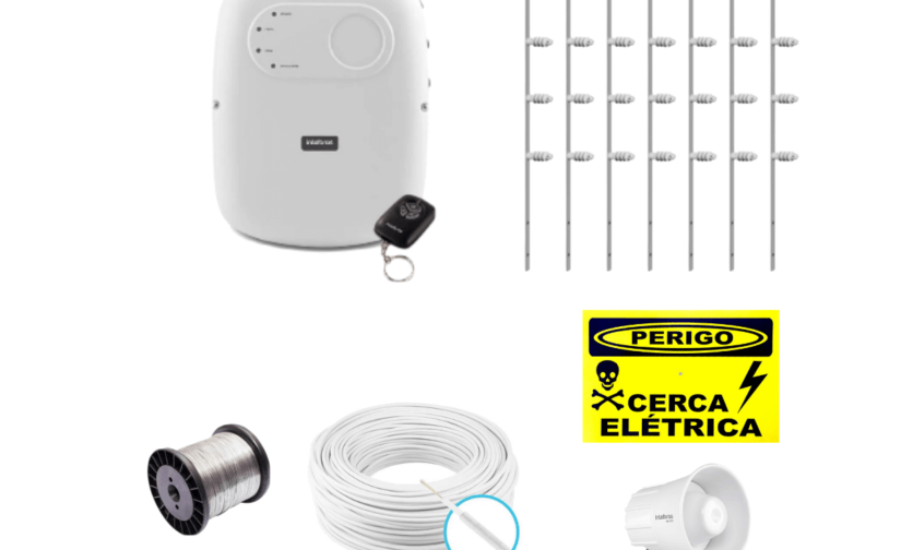 Kit Cerca Elétrica para 75 metros Central ELC 5002 Intelbras com Haste chata + Acessórios