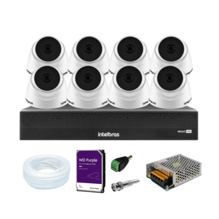 Kit DVR 16 Canais full HD 1080p Mhdx 3116-c Intelbras C/ 8 Câmeras Dome 20m IR + HD 1TB