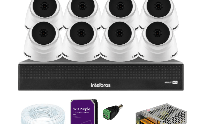 Kit DVR 16 Canais full HD 1080p Mhdx 3116-c Intelbras C/ 8 Câmeras Dome 20m IR + HD 1TB