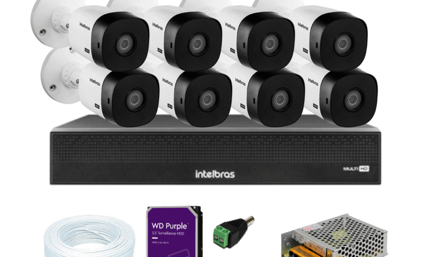 Kit DVR 16 Canais full HD 1080p Mhdx 1216 Intelbras C/ 8 Câmeras 20m IR + HD 1TB