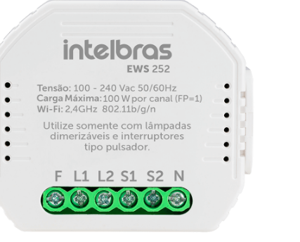 Minicontrolar dimmer smart wi-fi para 2 interruptores EWS 252