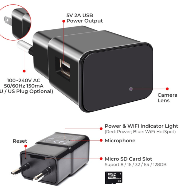 Mini câmera espiã plug para carregador usb com wi-fi - Image 3