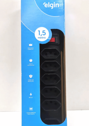 Filtro De Linha 6 Tomadas 1,5m Preto Elgin