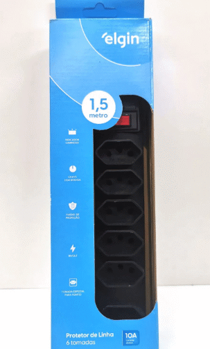 Filtro De Linha 6 Tomadas 1,5m Preto Elgin