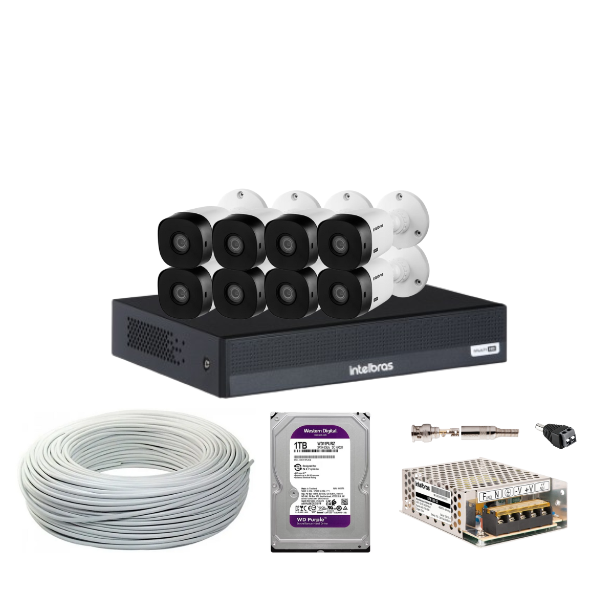 Kit DVR 8 canais MHDX 1308 + 8 Câmeras VHL 1220 B + HD Sata 1TB Western Digital Purple