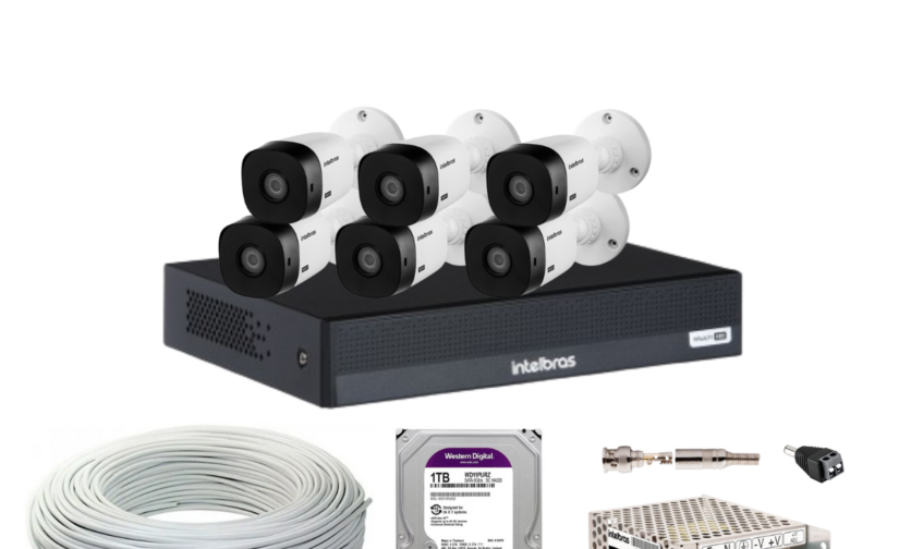 Kit DVR 8 canais MHDX 1308 + 6 Câmeras VHL 1220 B + HD Sata 1TB Western Digital Purple