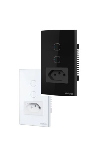 TOMADA SIMPLES COM 2 INTERRUPTORES INTELIGENTE - ETW 1021 PT E BR- MIBO